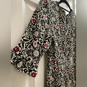 Floral Ruffle Cuff Midi Dress